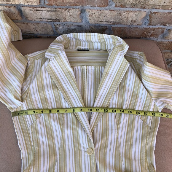 Weekend MaxMara Made In Italy Cotton Yellow Off White Stripped 1 Button Jacket 8 - Picture 12 of 16